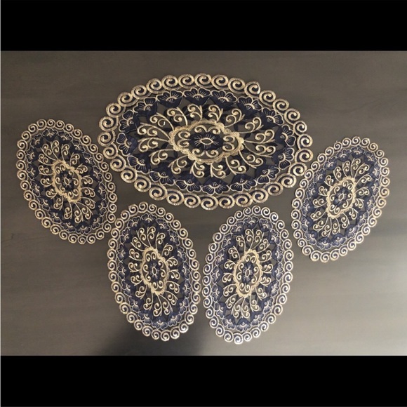 Elegant Navy/Gold Table cover Set - Picture 1 of 5